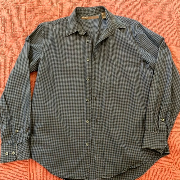 Perry Ellis men’s medium casual button down Checkered indigo Shirt - faded - Picture 6 of 16